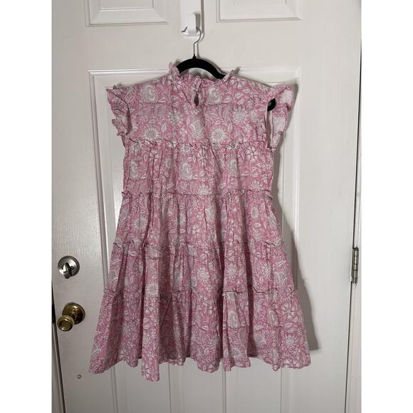 Hampton House Dress Womens Small Pink Floral Ruffle Tiered Swing Boho Mini - Picture 5 of 6